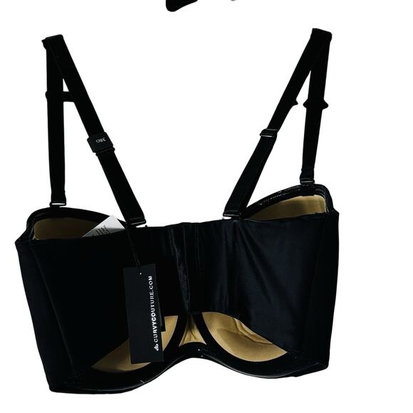 NWT NEW CURVY COUTURE BLACK LACE BALCONETTE BRA 38G STRAPLESS - Picture 2 of 4